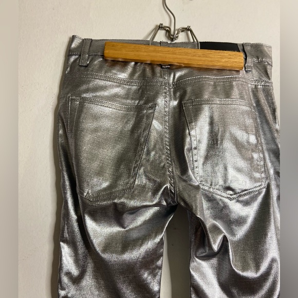 Color of the season SILVER jeans style trousers. Italian brand MESSAGERIE. Sz 26 - Picture 3 of 8